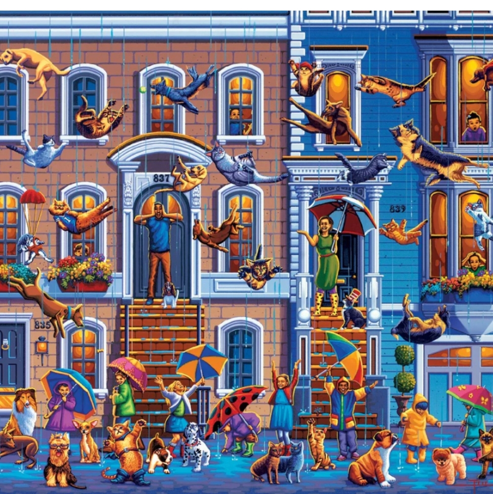 Dowdle Puzzle NEW Raining Cats and Dogs 500 Piece